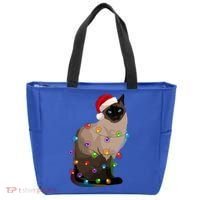 Siamese Cat Christmas Lights Xmas Cat Lover Gift Tote Bag thumb 0