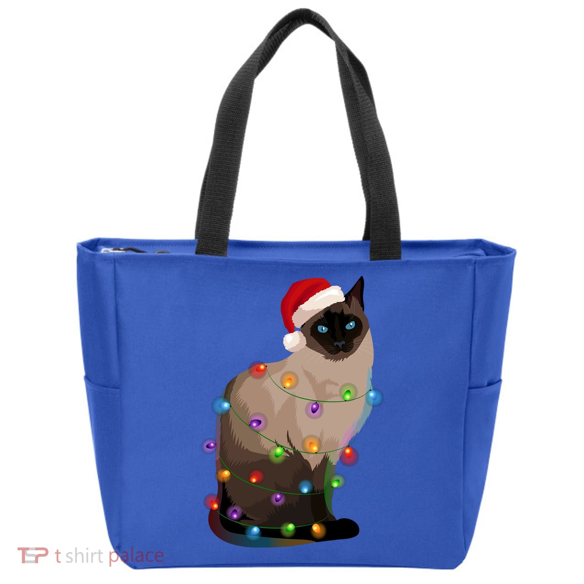 Siamese Cat Christmas Lights Xmas Cat Lover Gift Tote Bag