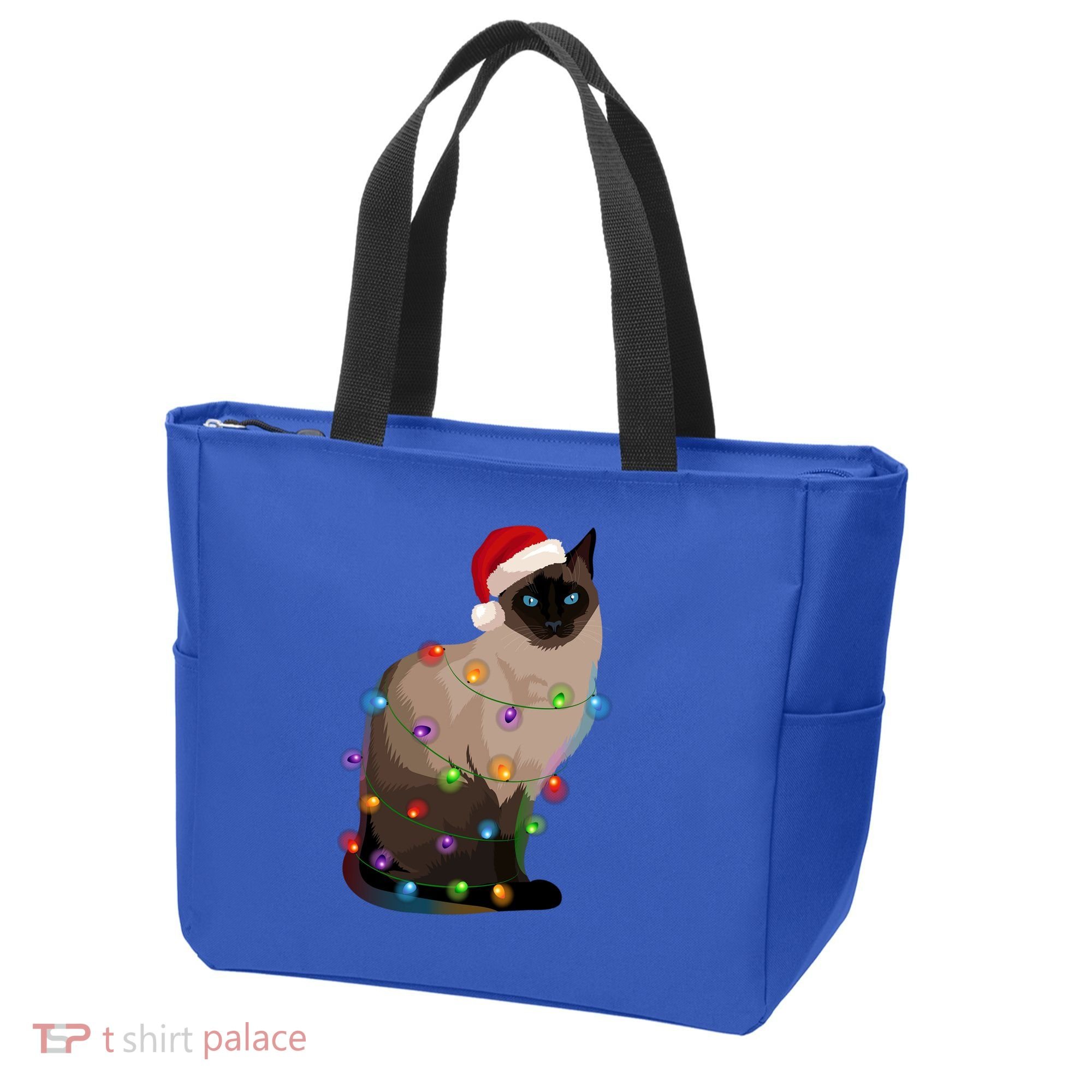 Siamese Cat Christmas Lights Xmas Cat Lover Gift Tote Bag