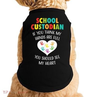 School Custodian Cute Heart Quote Janitor Appreciation Gift Doggie Tank