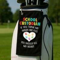 School Custodian Cute Heart Quote Janitor Appreciation Gift Golf Towel thumb 2