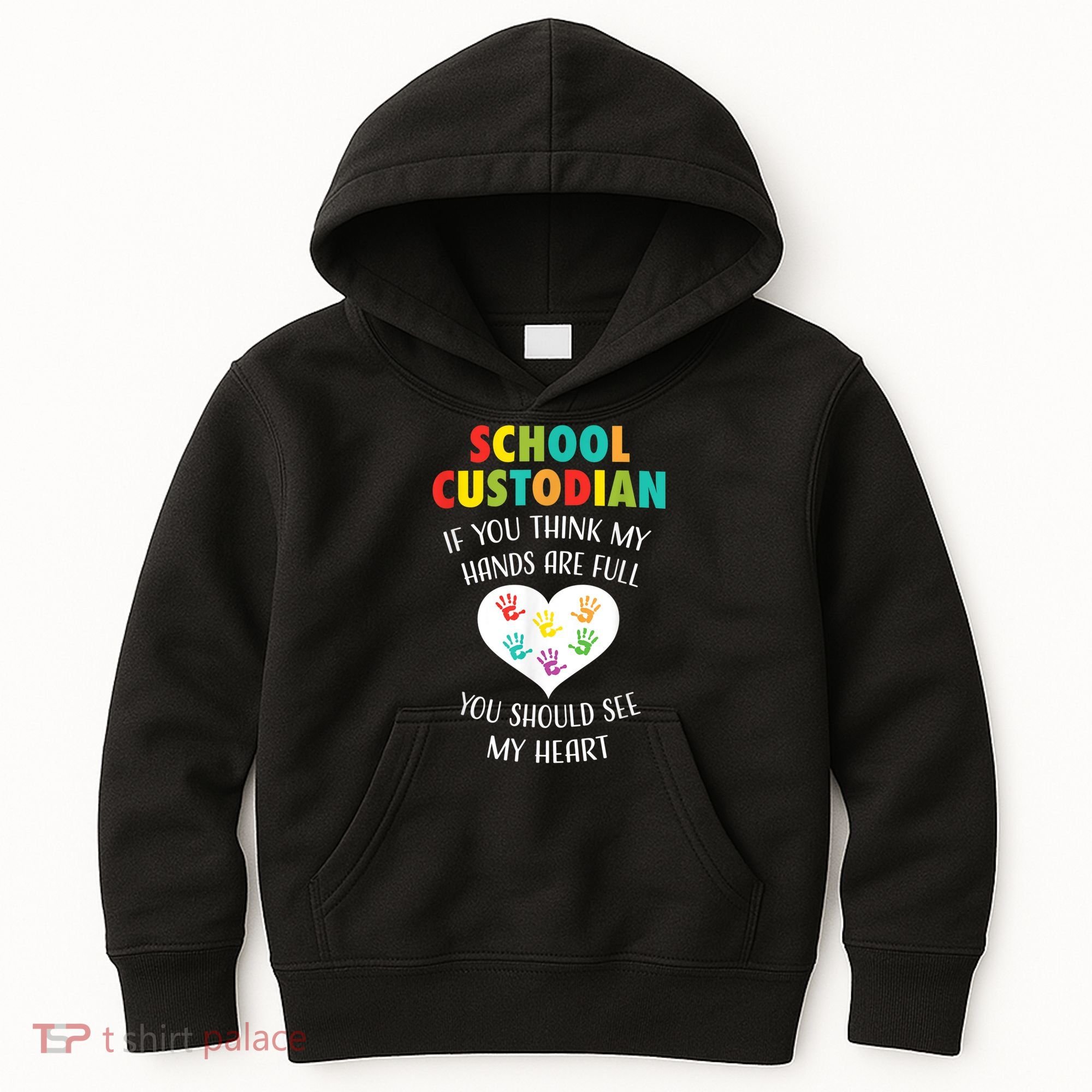 School Custodian Cute Heart Quote Janitor Appreciation Gift Kids Hoodie