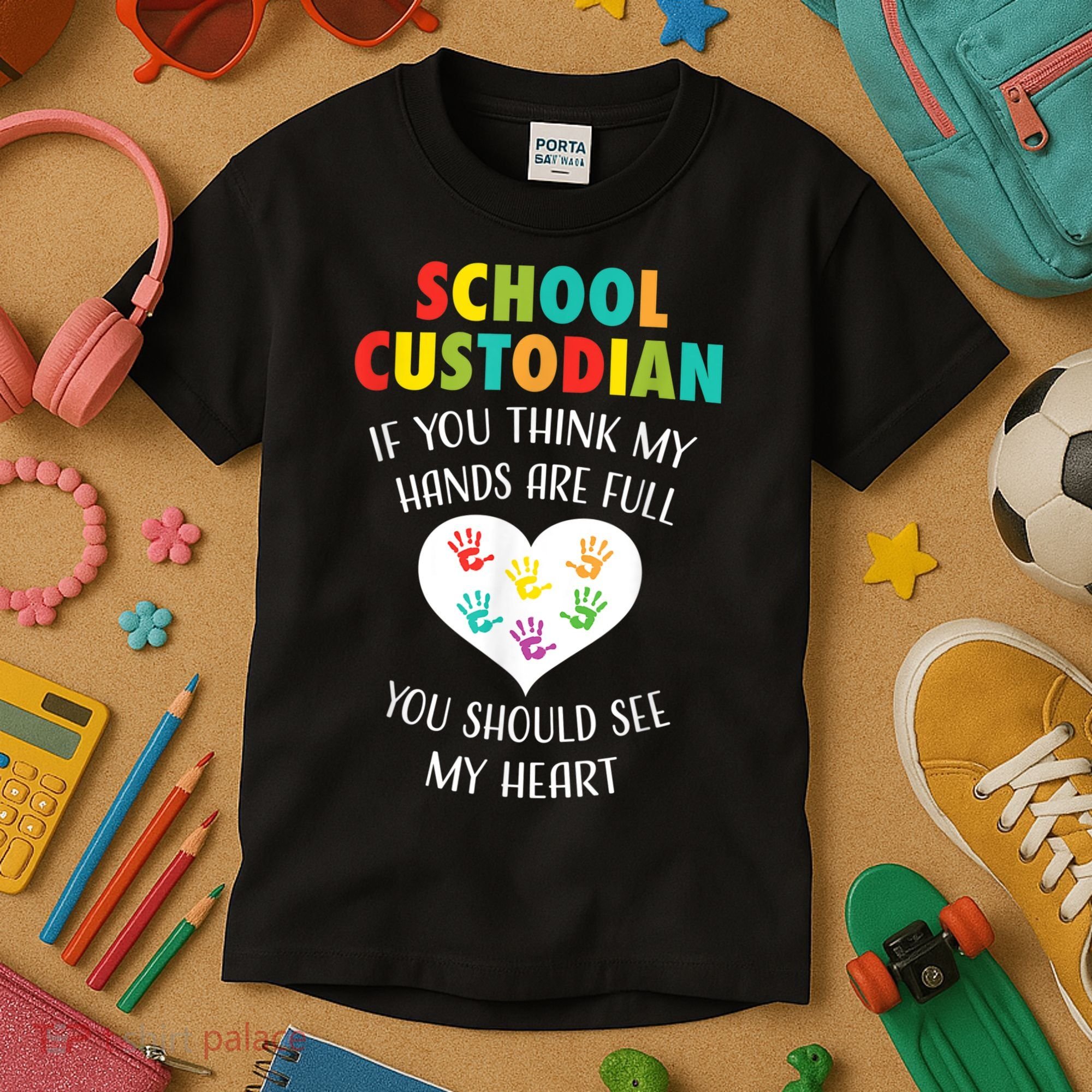 School Custodian Cute Heart Quote Janitor Appreciation Gift Kids T-Shirt