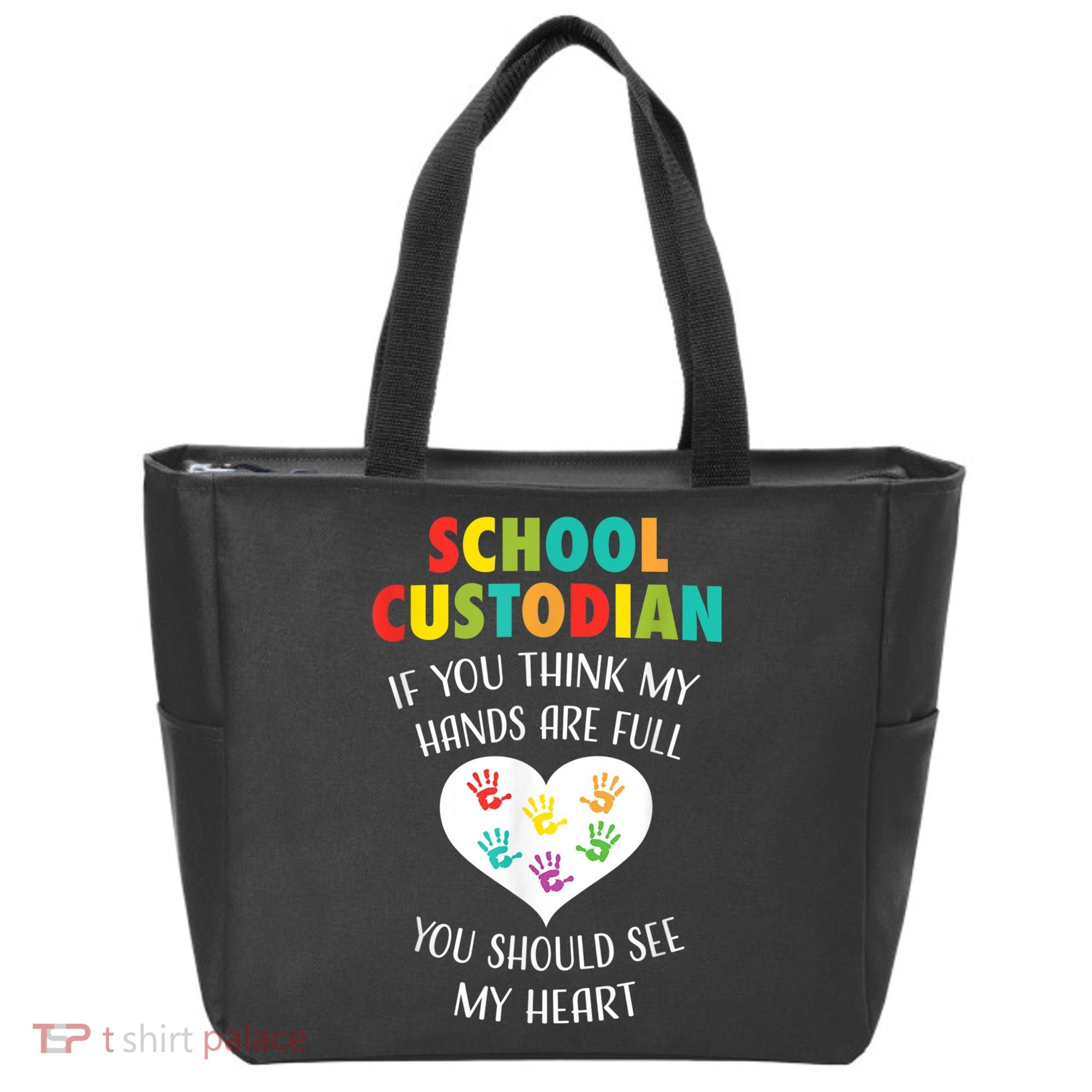 School Custodian Cute Heart Quote Janitor Appreciation Gift Tote Bag