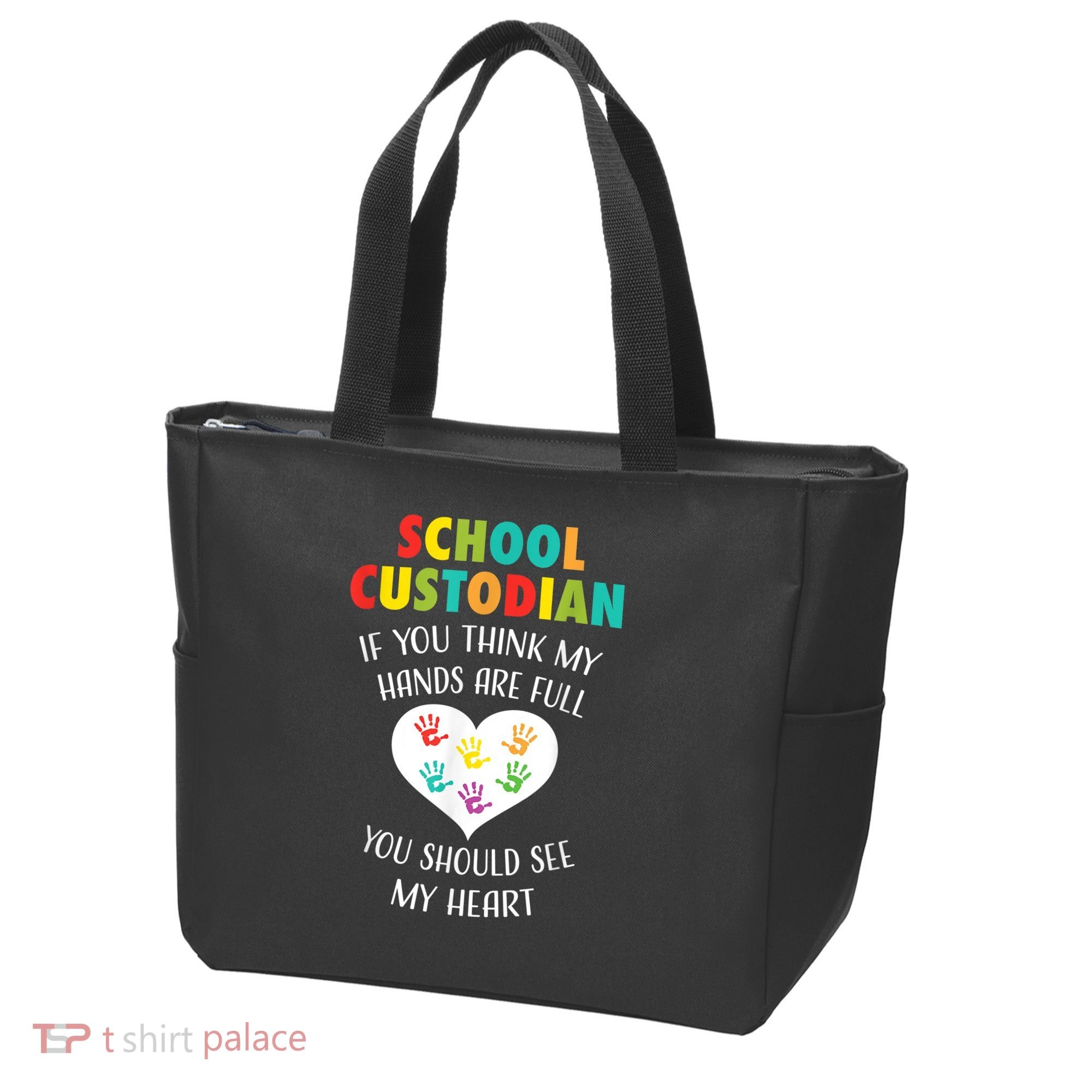 School Custodian Cute Heart Quote Janitor Appreciation Gift Tote Bag