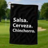 Salsa Cerveza Chinchorro Boricua Puerto Rico Golf Towel thumb 1