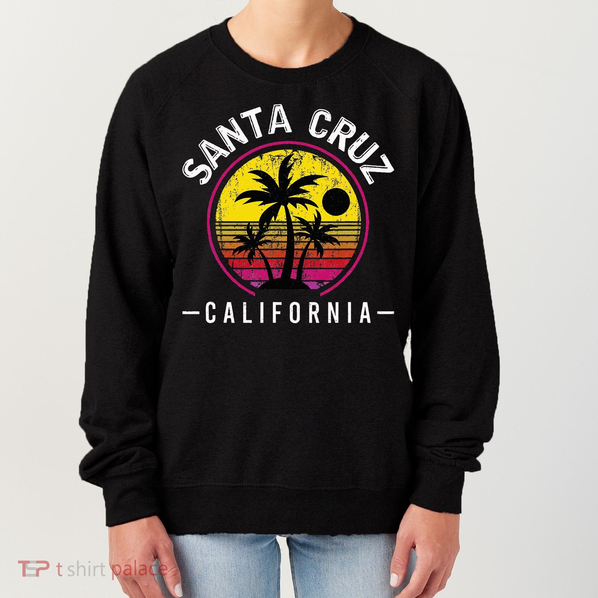Santa Cruz California Sunset 70s 80s Surfer Summer Sun Women's Sweatshirt