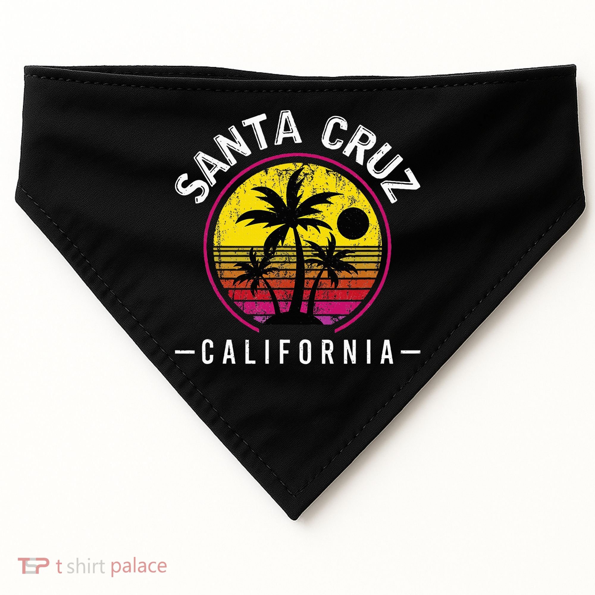 Santa Cruz California Sunset 70s 80s Surfer Summer Sun USA-Made Doggie Bandana