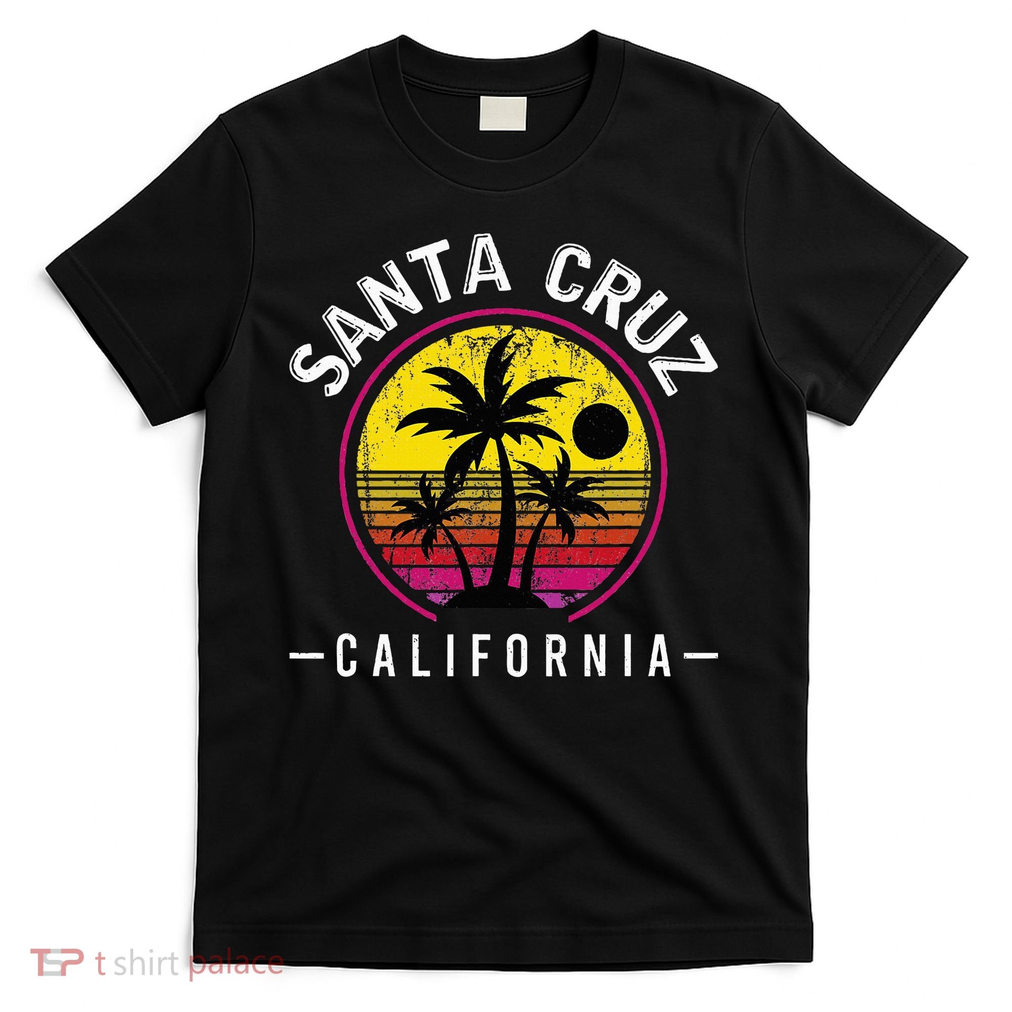 Santa Cruz California Sunset 70s 80s Surfer Summer Sun T-Shirt