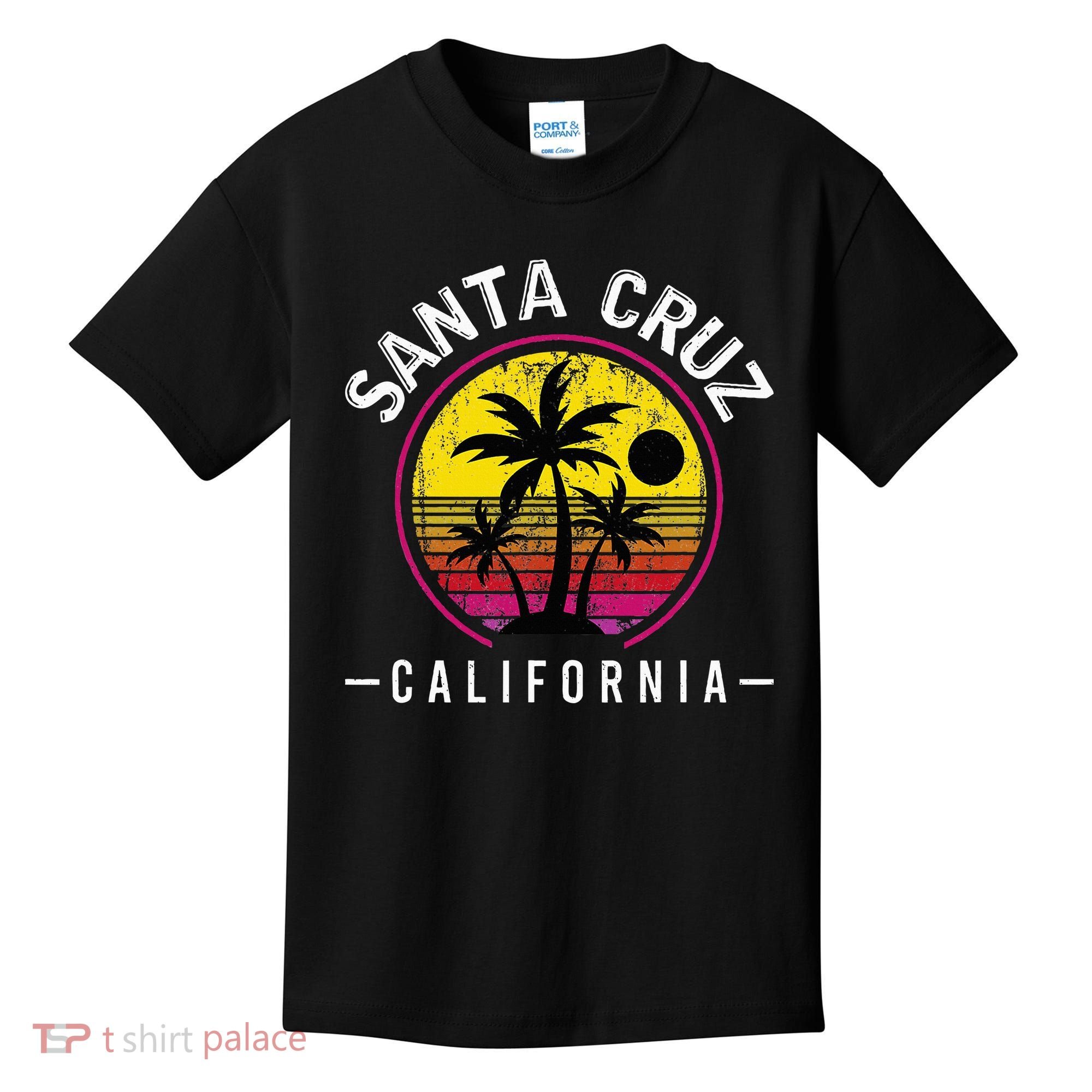 Santa Cruz California Sunset 70s 80s Surfer Summer Sun Kids T-Shirt