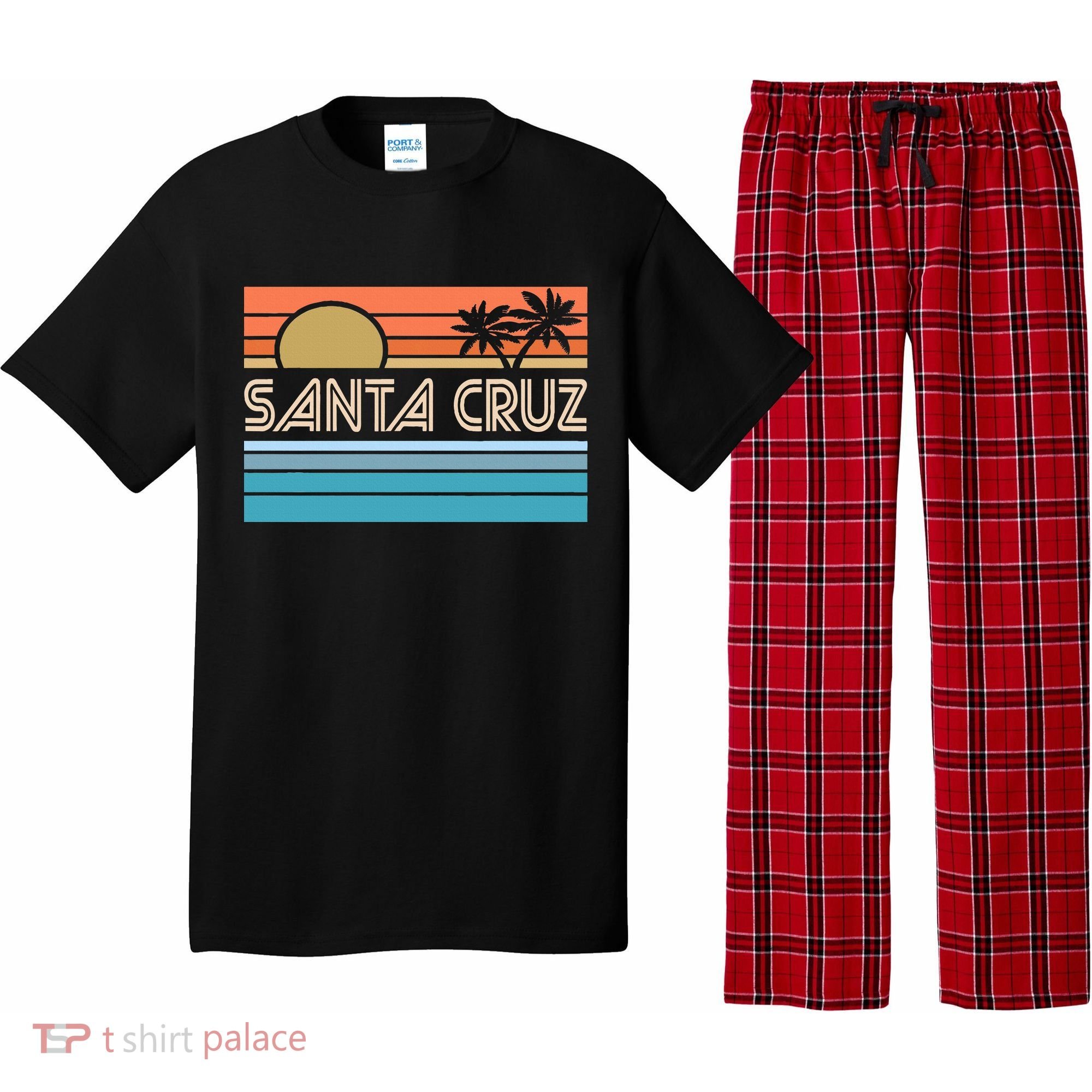 Santa Cruz California Sunset 70s 80s Surfer Summer Pajama Set
