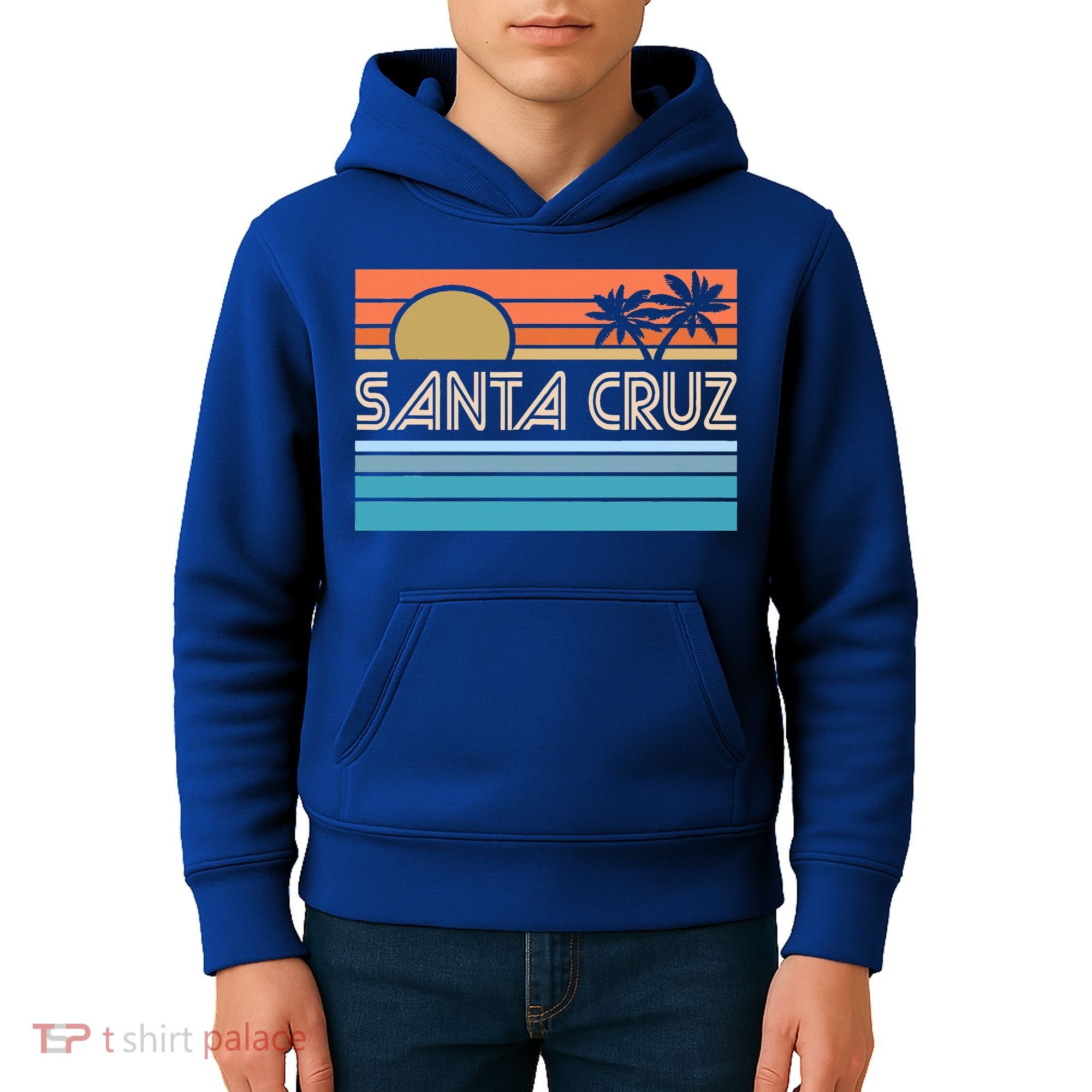 Santa Cruz California Sunset 70s 80s Surfer Summer Kids Hoodie