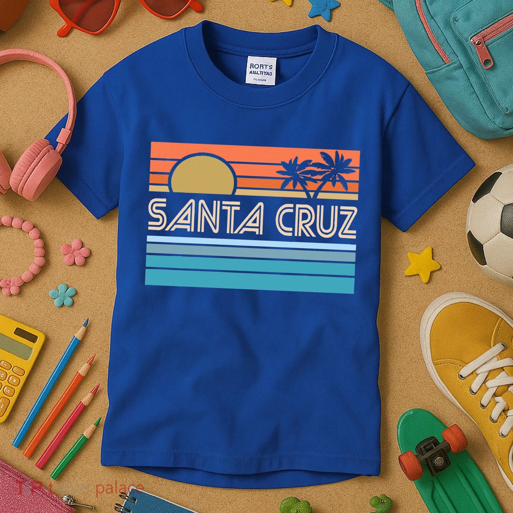Santa Cruz California Sunset 70s 80s Surfer Summer Kids T-Shirt