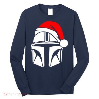 Santalorian Cool Christmas Helmet Xmas Hat Long Sleeve Shirt