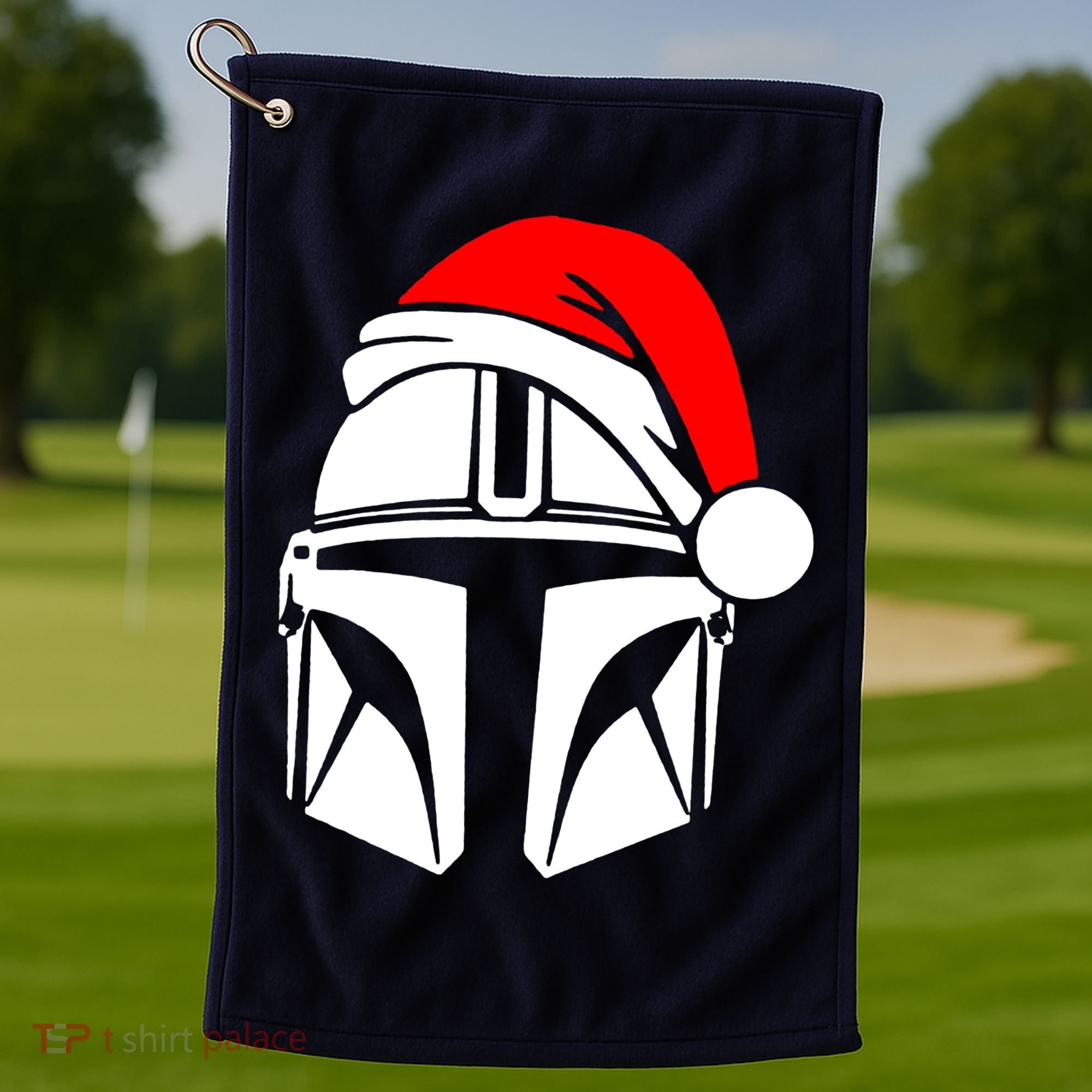 Santalorian Cool Christmas Helmet Xmas Hat Golf Towel