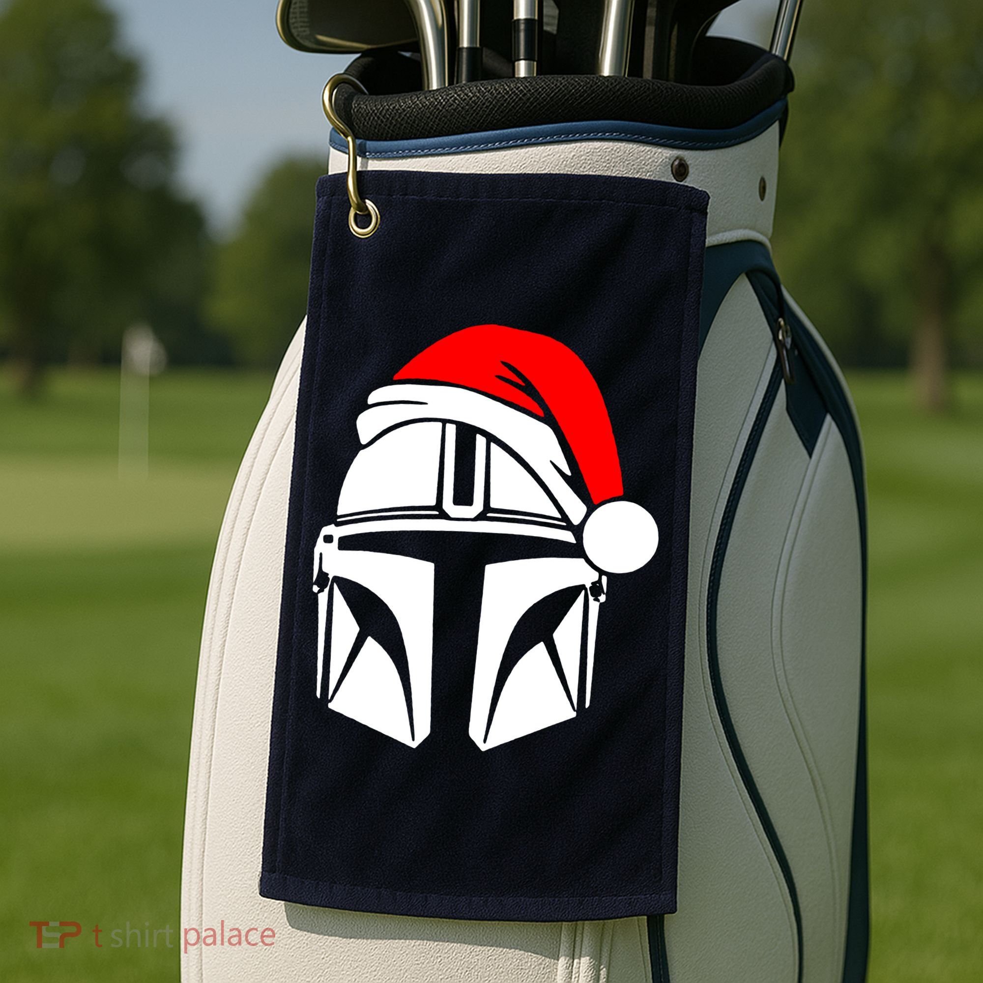 Santalorian Cool Christmas Helmet Xmas Hat Golf Towel