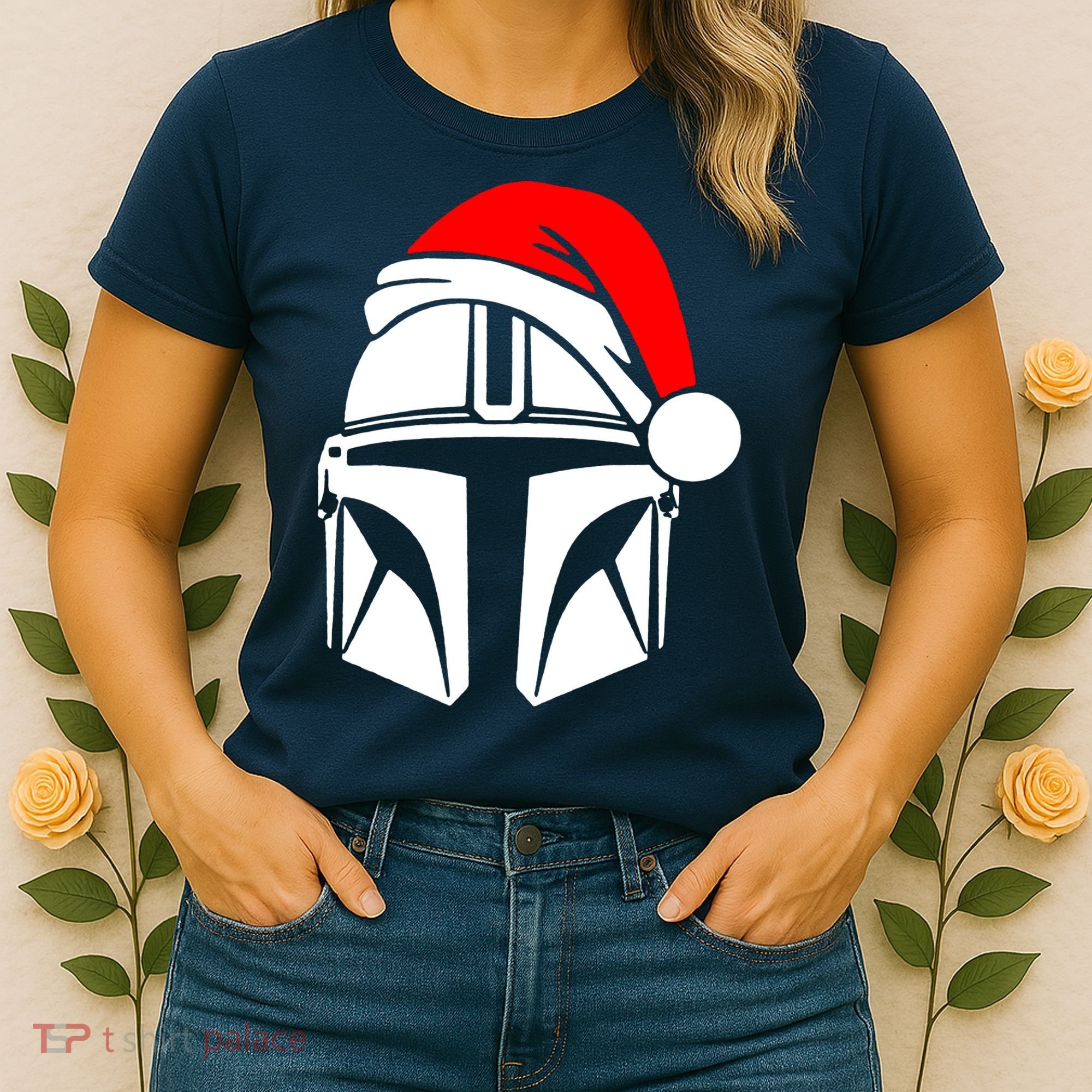 Santalorian Cool Christmas Helmet Xmas Hat Women's T-Shirt