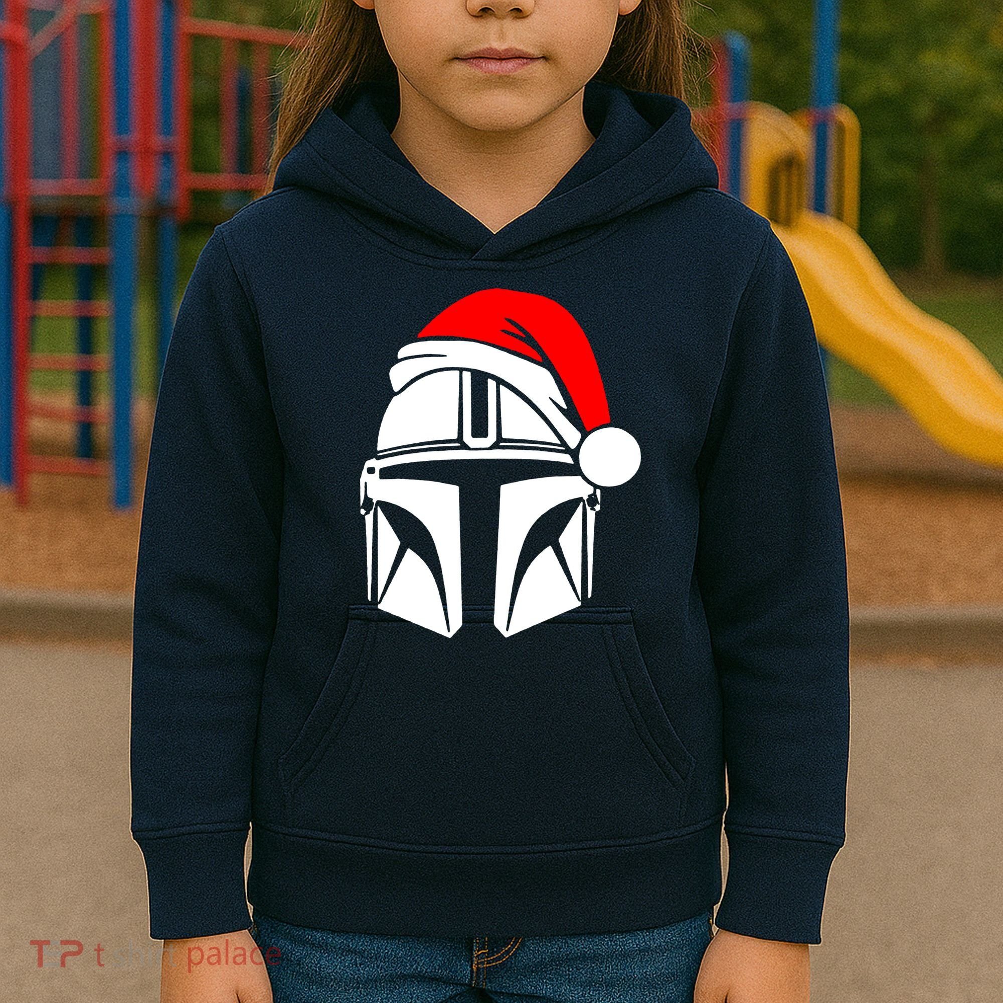 Santalorian Cool Christmas Helmet Xmas Hat Kids Hoodie