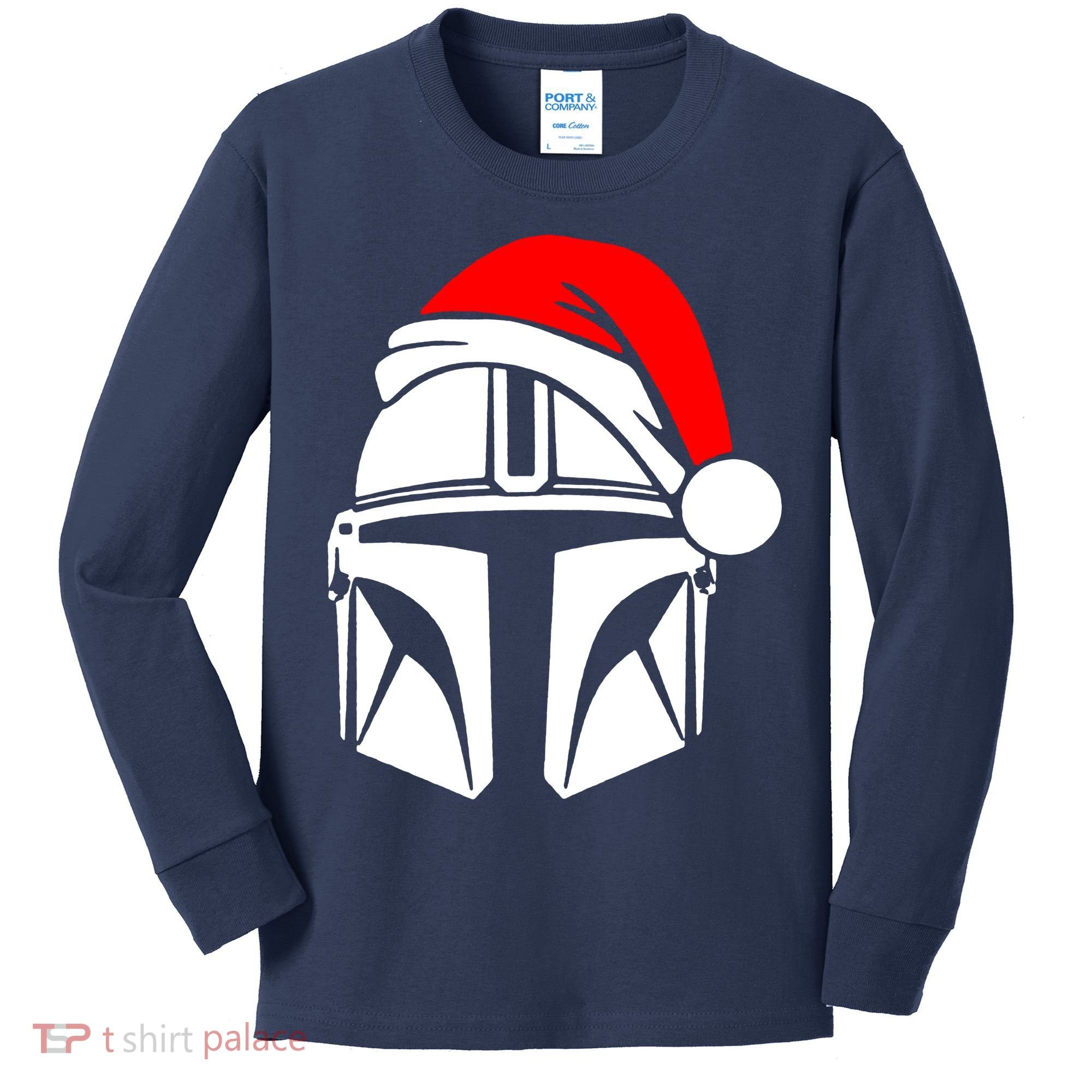 Santalorian Cool Christmas Helmet Xmas Hat Kids Long Sleeve Shirt
