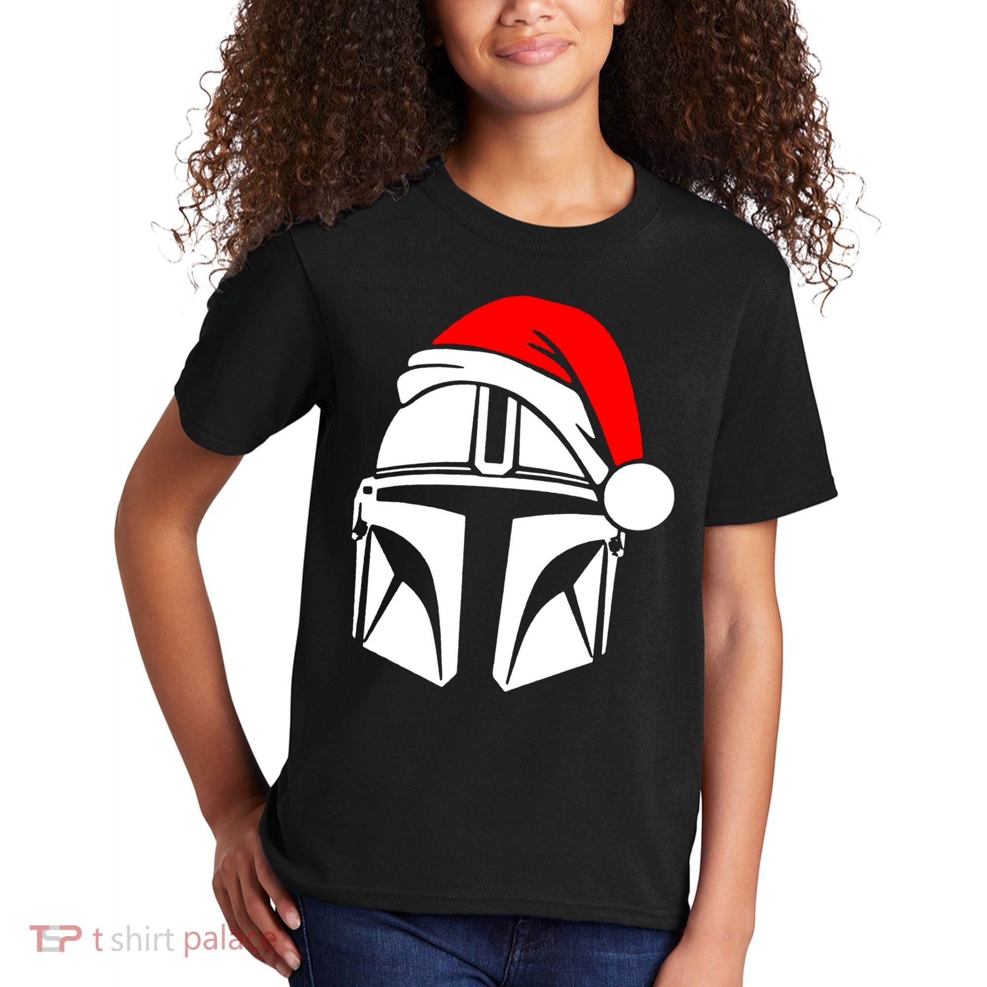 Santalorian Cool Christmas Helmet Xmas Hat Kids T-Shirt
