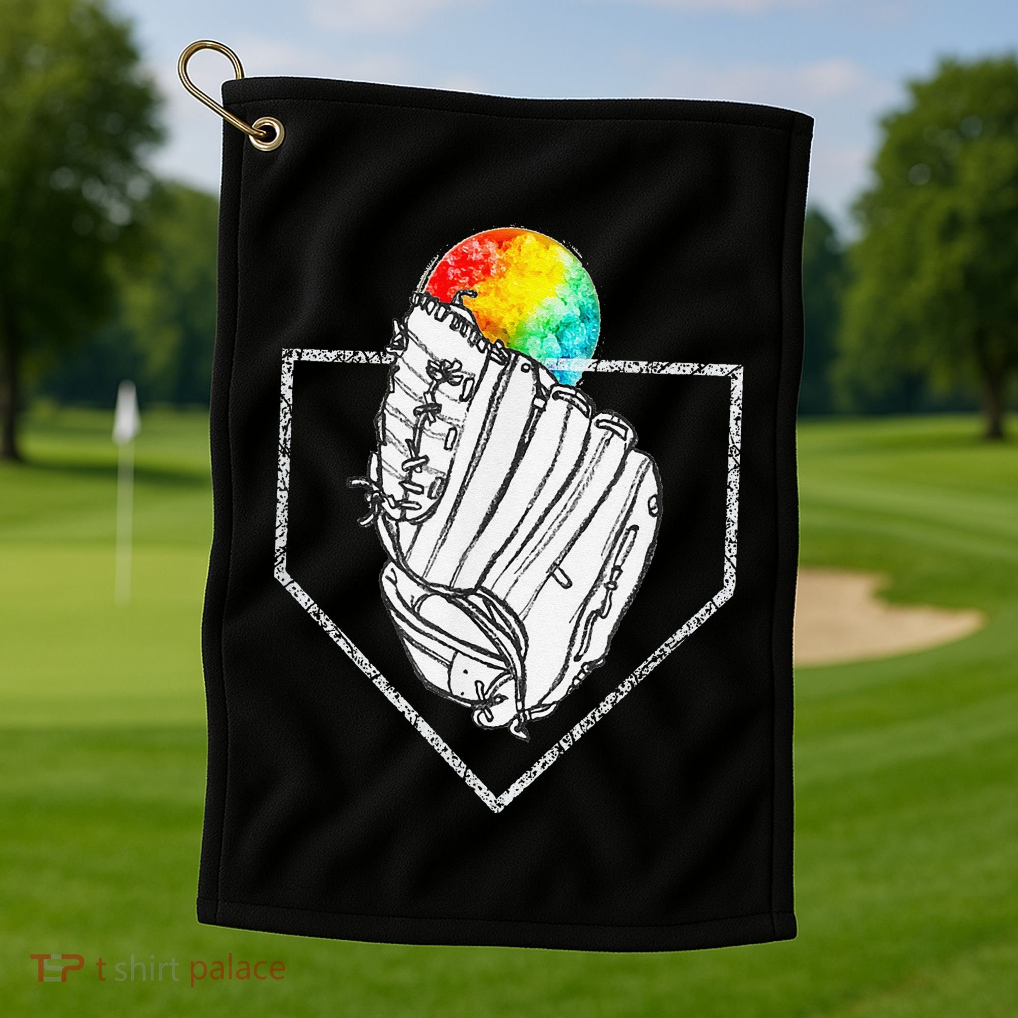 Snow Cone Catch Softball & Baseball Snowcone Golf Towel