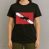 Scuba Cat Diving Flag Vintage Cats Diver Dive Funny Minimal T-Shirt thumb 4