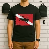 Scuba Cat Diving Flag Vintage Cats Diver Dive Funny Minimal T-Shirt thumb 6