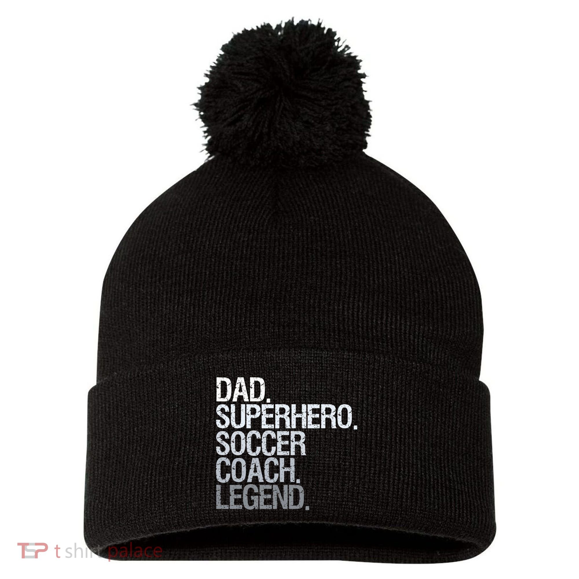 Soccer Coach Dad Pom Pom 12in Knit Beanie