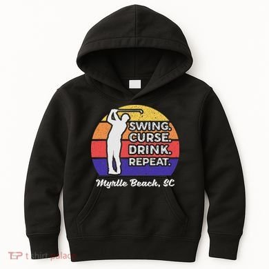 Swing Curse Drink Repeat Myrtle Beach Golf Design Kids Hoodie