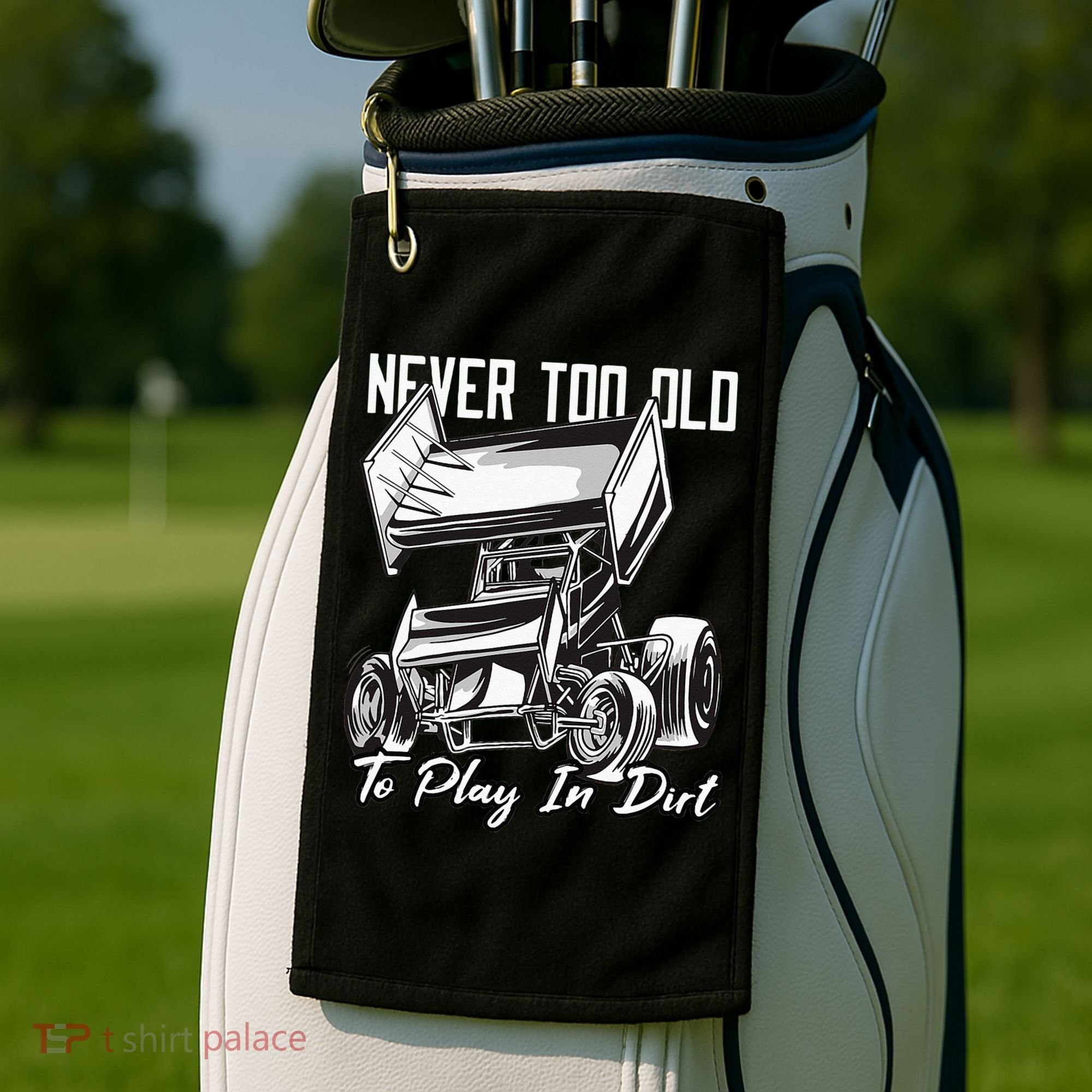 SPRINT CAR DIRT TRACK RACING Play In Dirt Golf Towel