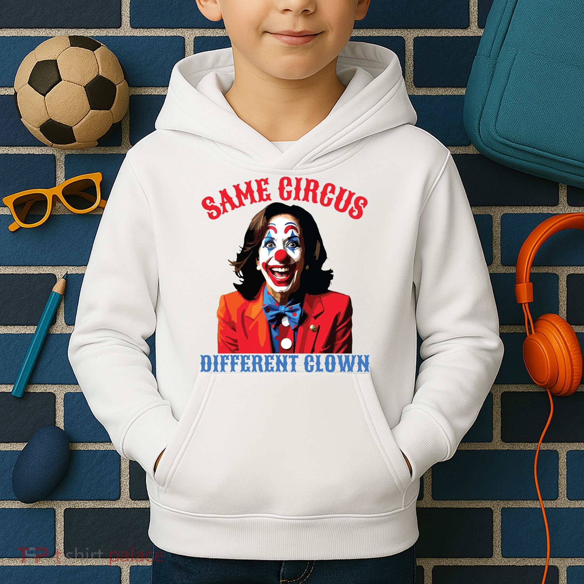 Same Circus Different Clown Funny Kamala Clown 2024 Kids Hoodie