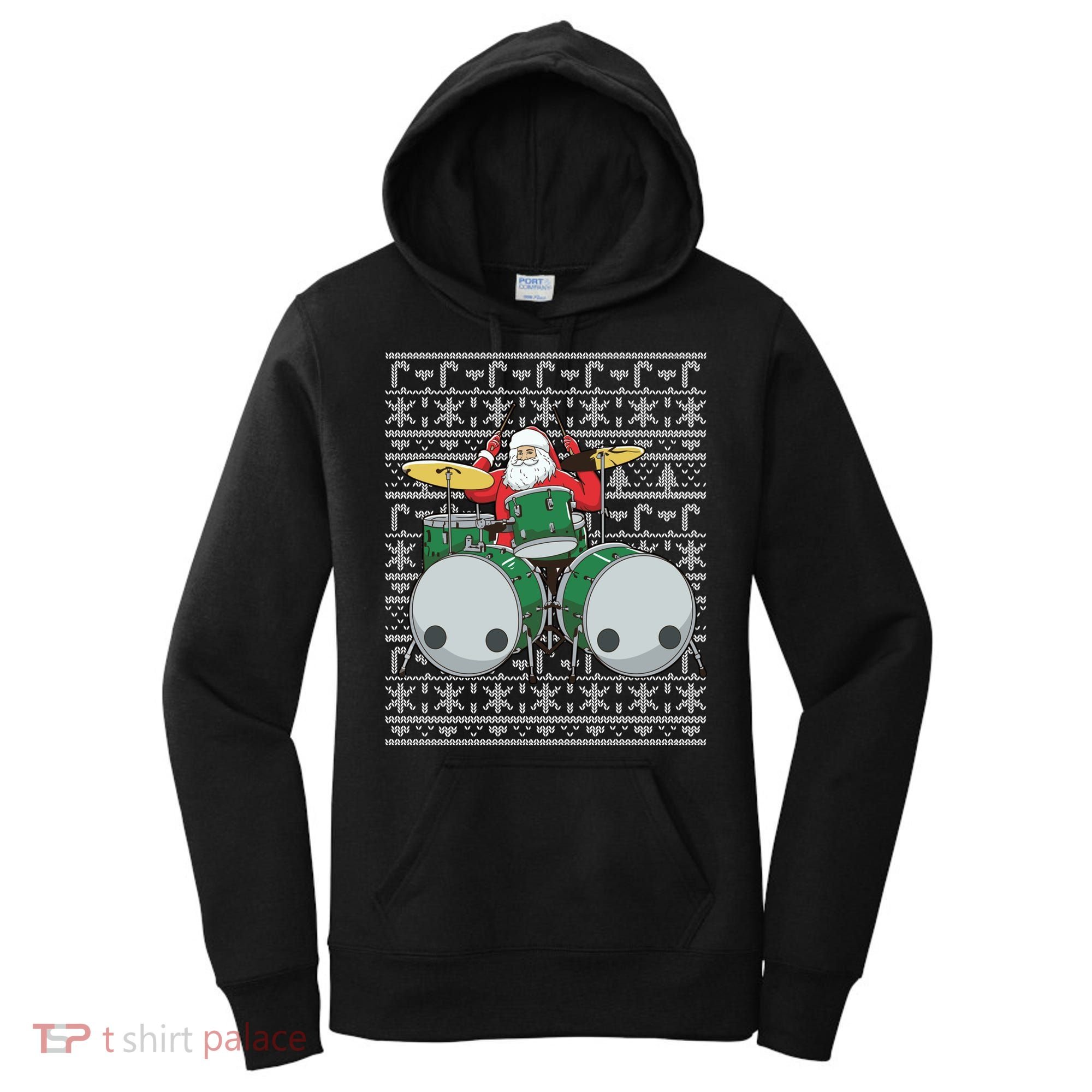 Santa Claus Drummer Drums Percussionist Percussion Christmas Gift Women's Hoodie