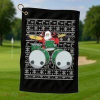 Santa Claus Drummer Drums Percussionist Percussion Christmas Gift Golf Towel thumb 1