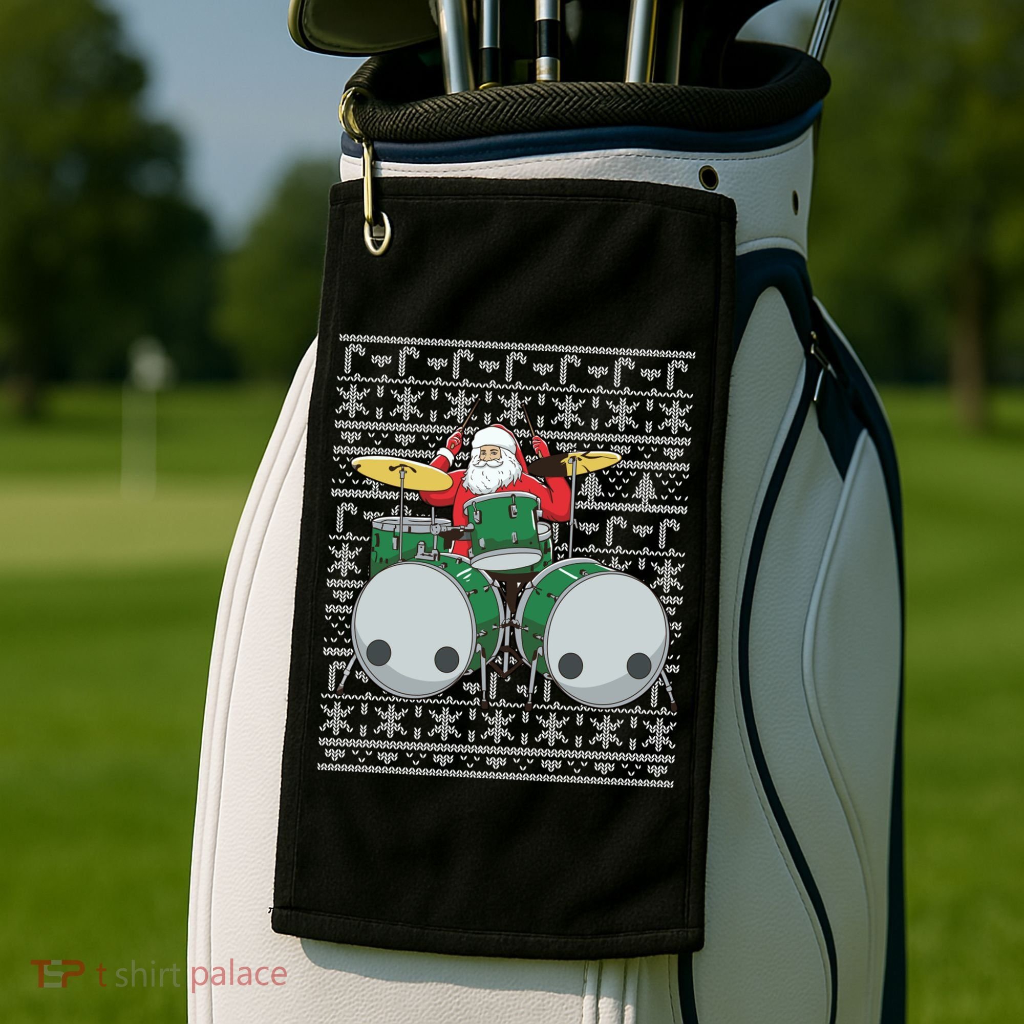 Santa Claus Drummer Drums Percussionist Percussion Christmas Gift Golf Towel