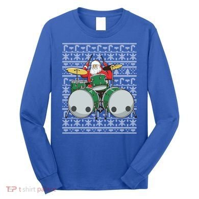Santa Claus Drummer Drums Percussionist Percussion Christmas Gift Long Sleeve Shirt