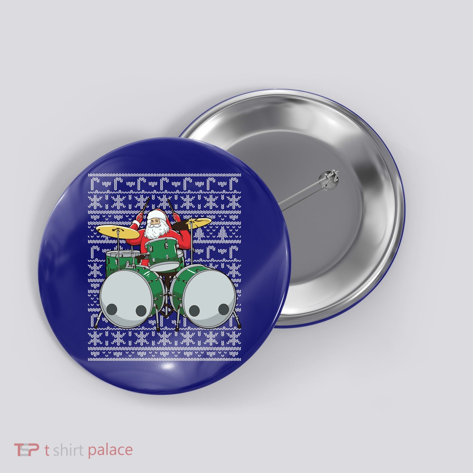 Santa Claus Drummer Drums Percussionist Percussion Christmas Gift Button