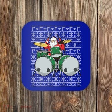 Santa Claus Drummer Drums Percussionist Percussion Christmas Gift Coaster