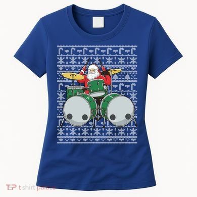 Santa Claus Drummer Drums Percussionist Percussion Christmas Gift Women's T-Shirt