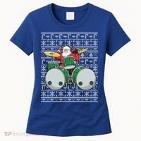 Santa Claus Drummer Drums Percussionist Percussion Christmas Gift Women's T-Shirt thumb 0