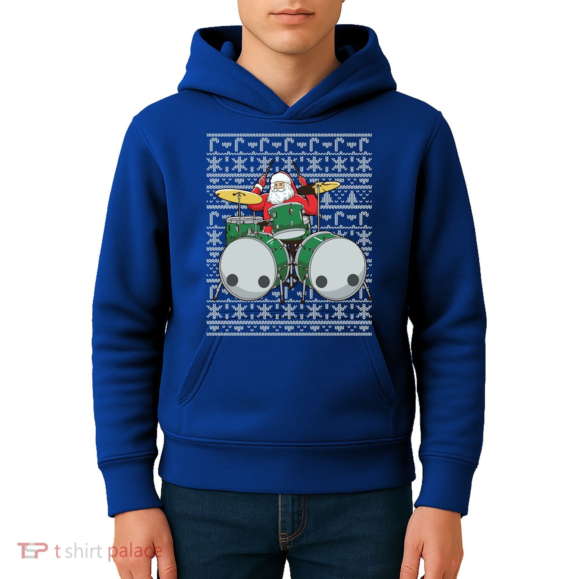 Santa Claus Drummer Drums Percussionist Percussion Christmas Gift Kids Hoodie