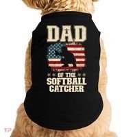 Softball Catcher Dad Jokes American Flag Fathers Day Doggie Tank thumb 0