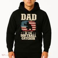 Softball Catcher Dad Jokes American Flag Fathers Day Hoodie thumb 2
