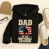 Softball Catcher Dad Jokes American Flag Fathers Day Hoodie thumb 4
