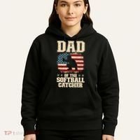 Softball Catcher Dad Jokes American Flag Fathers Day Hoodie thumb 5