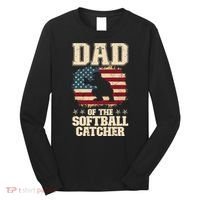 Softball Catcher Dad Jokes American Flag Fathers Day Long Sleeve Shirt thumb 0