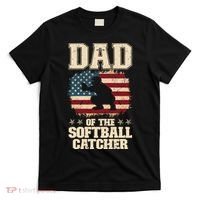 Softball Catcher Dad Jokes American Flag Fathers Day T-Shirt thumb 0