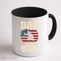 Softball Catcher Dad Jokes American Flag Fathers Day Coffee Mug thumb 1