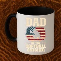 Softball Catcher Dad Jokes American Flag Fathers Day Coffee Mug thumb 2