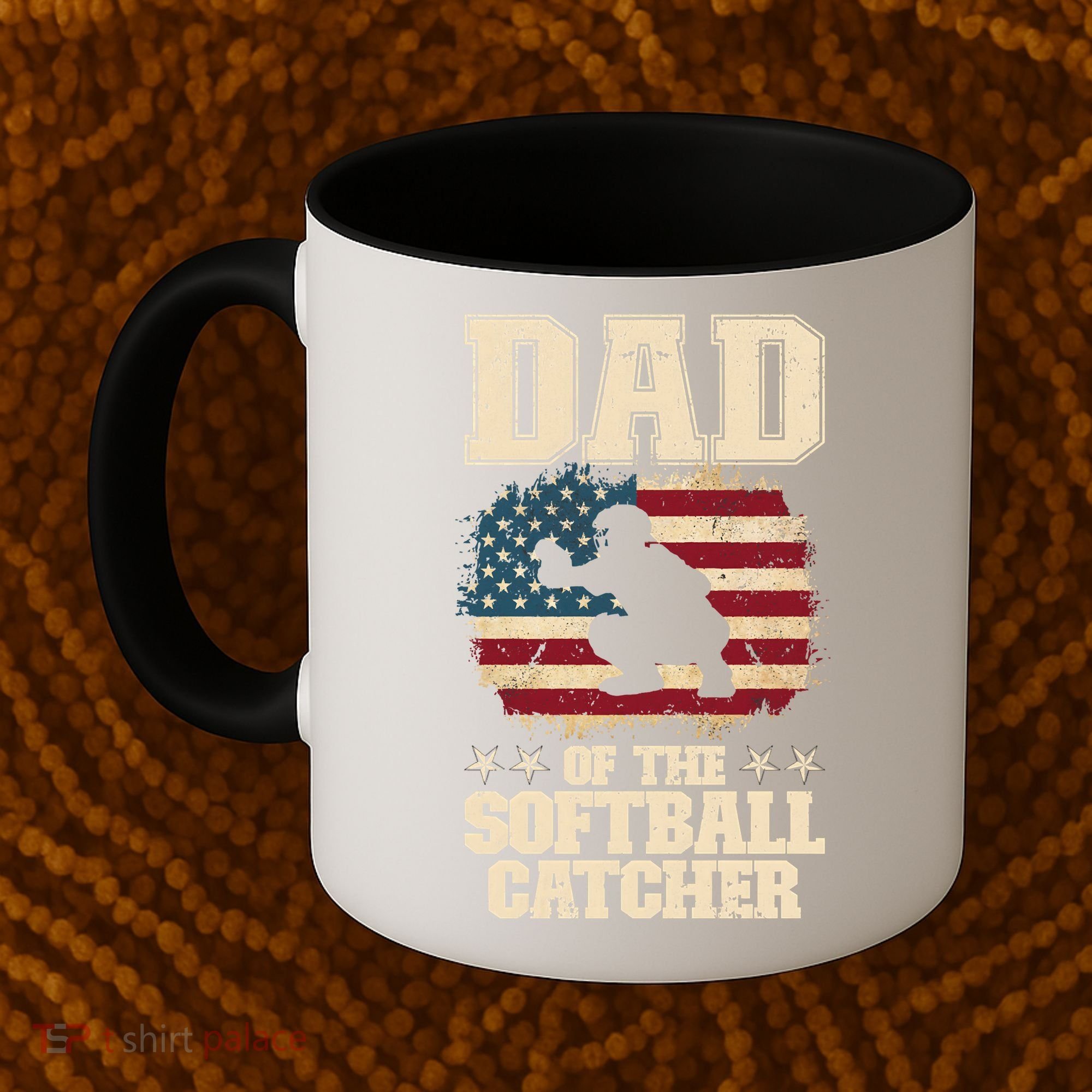 Softball Catcher Dad Jokes American Flag Fathers Day Coffee Mug