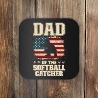 Softball Catcher Dad Jokes American Flag Fathers Day Coaster thumb 0